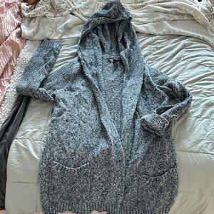 Eddie Bauer Women's Blue Hooded Cardigan